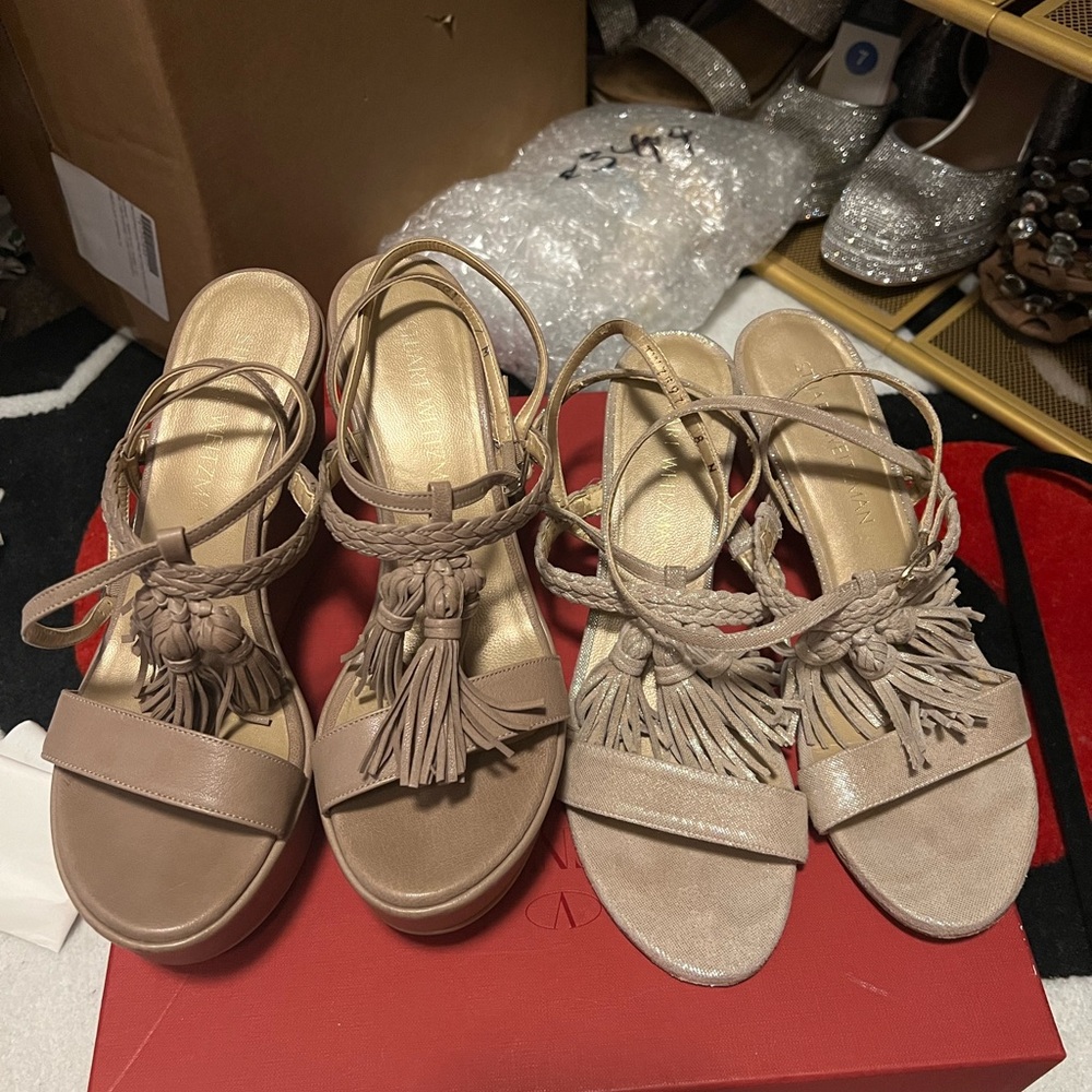 Stuart weitzman wedge and sandal tasselmania lot